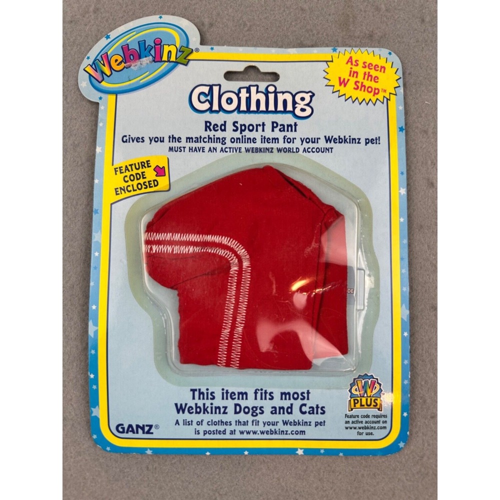 NEW Webkinz Dog or Cat‎ Red Sport Pant Clothing w/Code